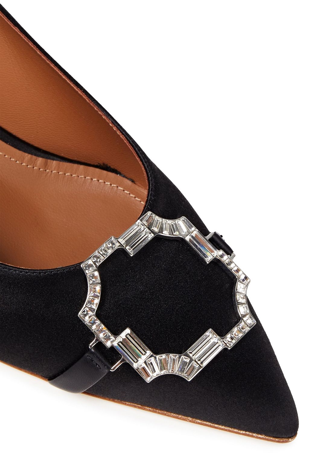 MALONE SOULIERS Mason 45 crystal-embellished satin pumps