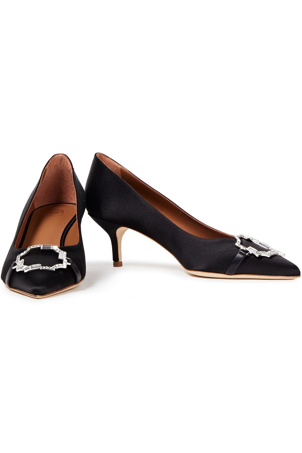 MALONE SOULIERS Mason 45 crystal-embellished satin pumps