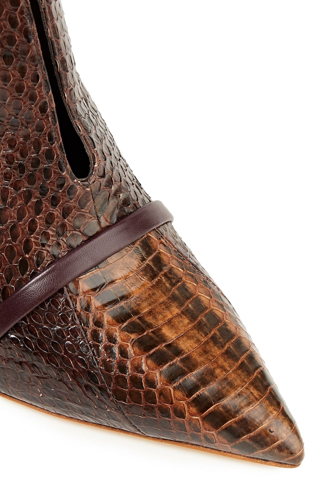 MALONE SOULIERS Cora 85 leather-trimmed elaphe ankle boots