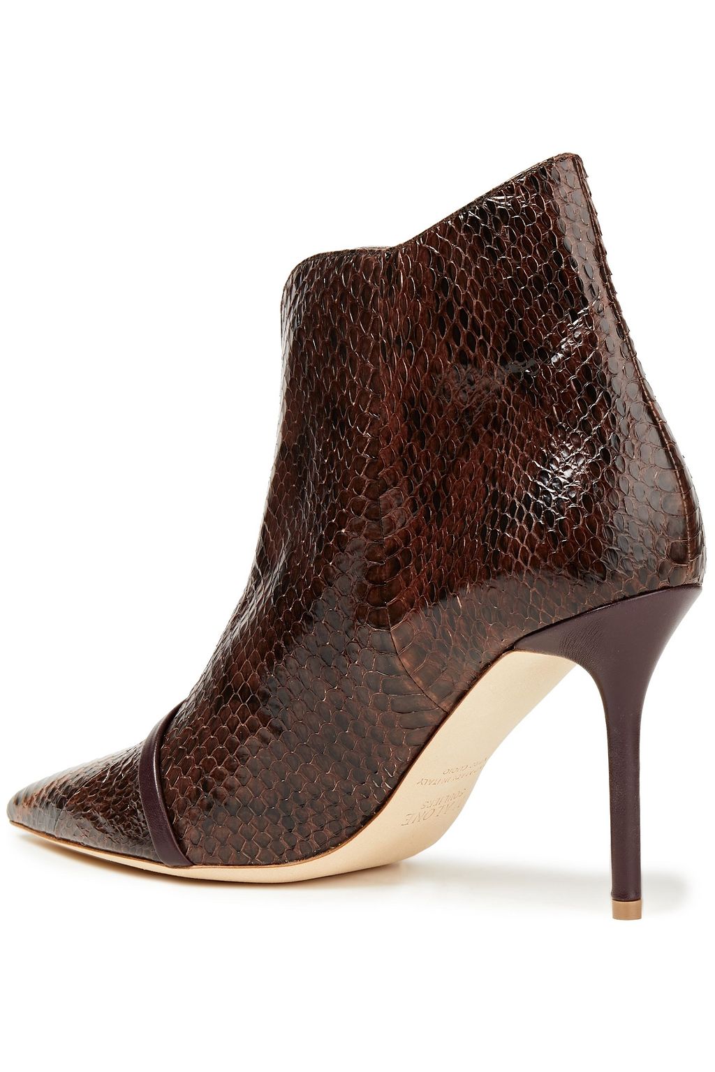 MALONE SOULIERS Cora 85 leather-trimmed elaphe ankle boots