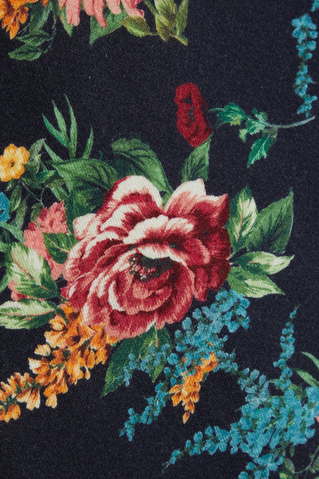 ALICE + OLIVIA Quinlan cropped floral-print French cotton-terry hoodie
