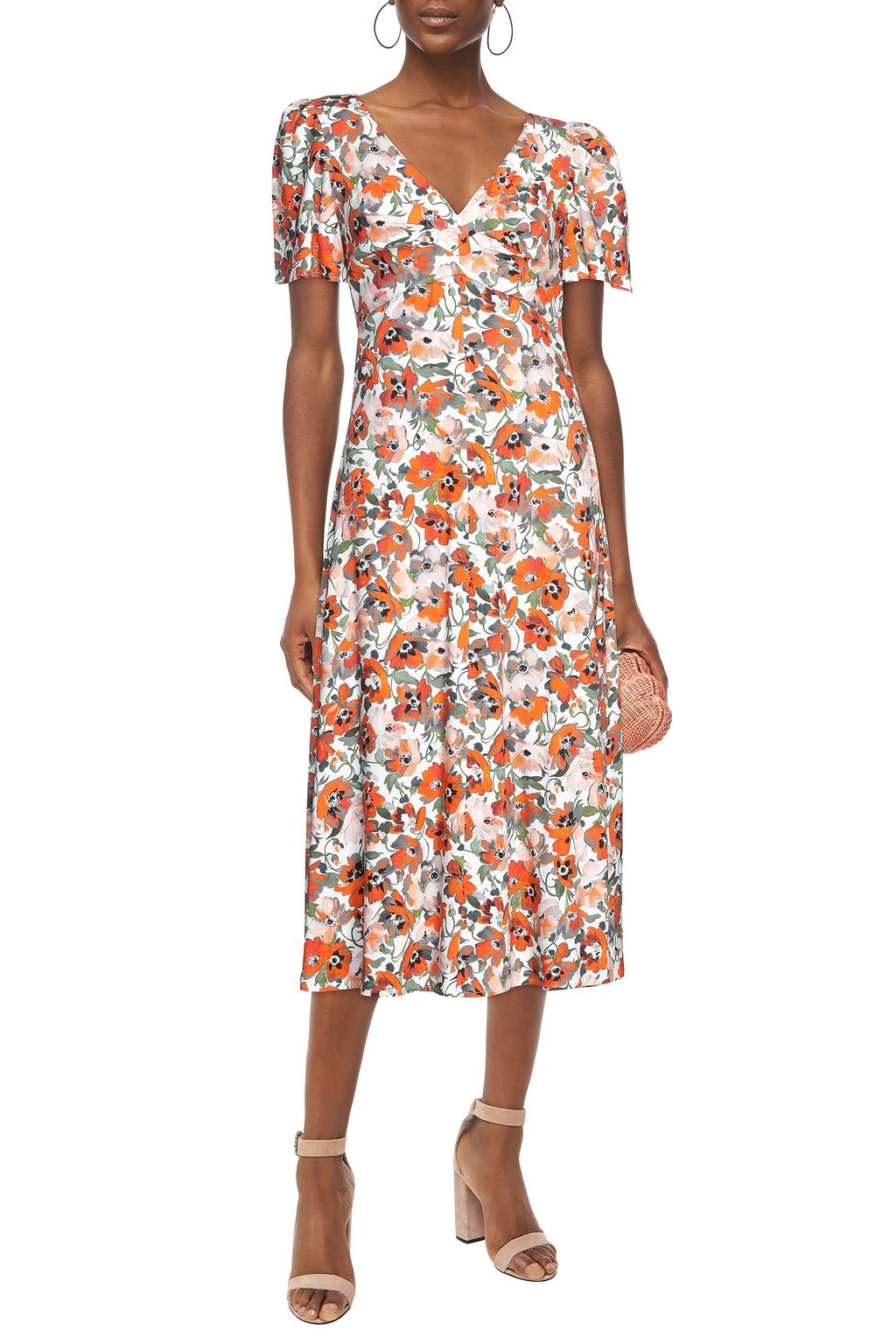 GOAT Katie gathered floral-print midi dress