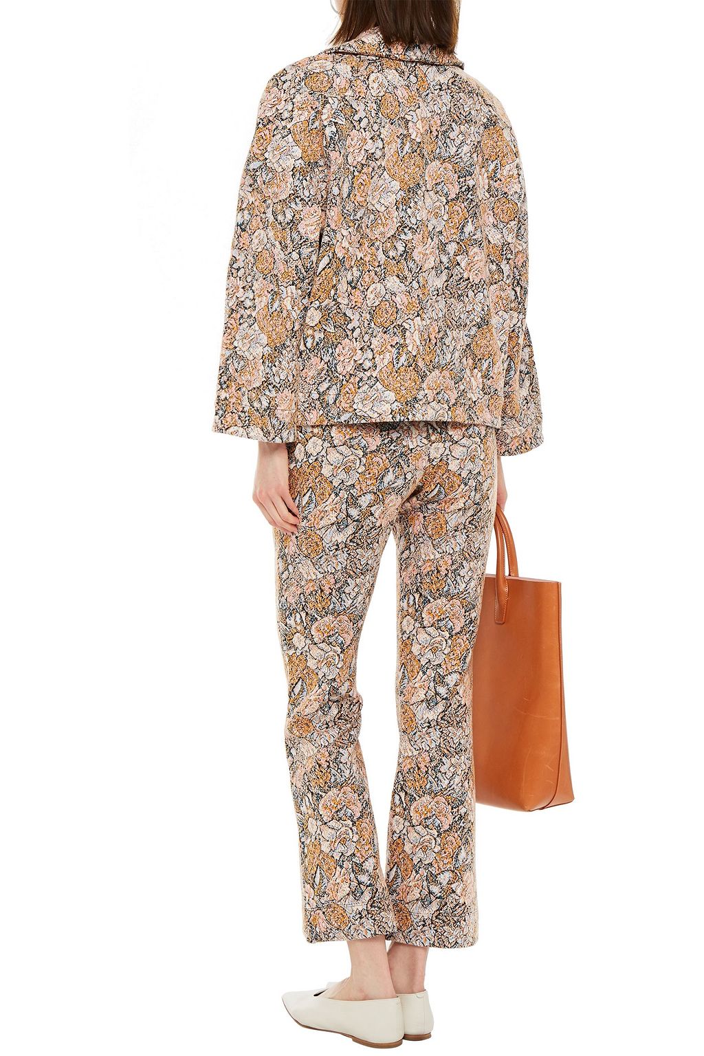 LESET Floral-jacquard bootcut pants