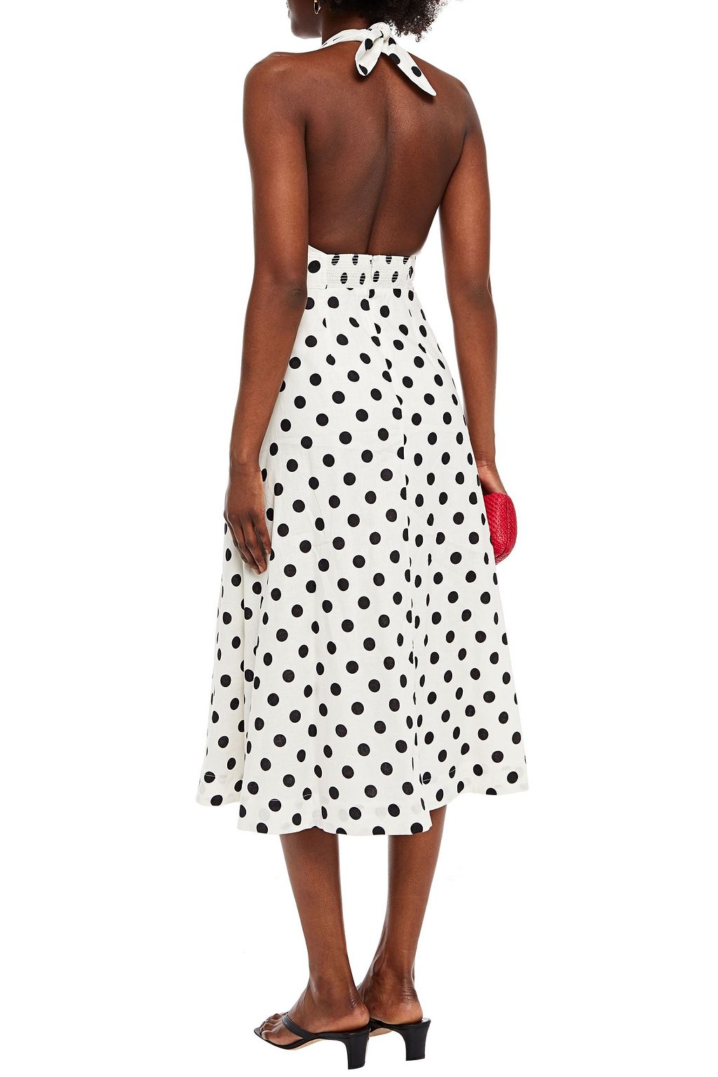 ZIMMERMANN Bellitude polka-dot linen and cotton-blend halterneck midi dress