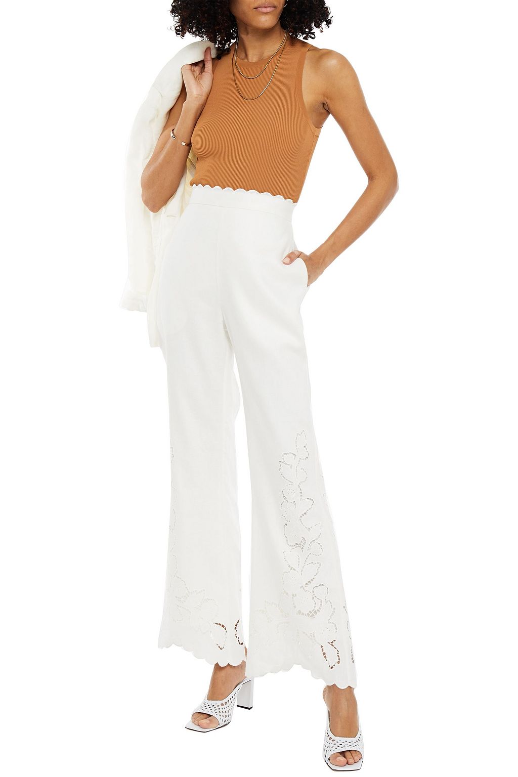 ZIMMERMANN Broderie anglaise linen flared pants