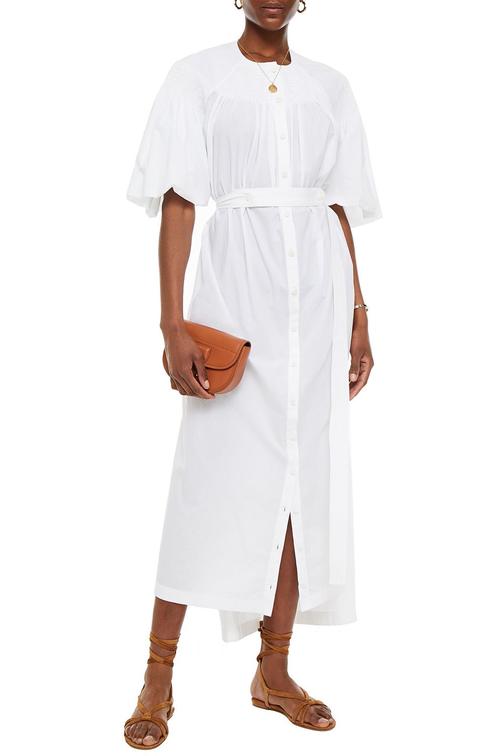 CHLOÉ Belted cotton-poplin maxi dress