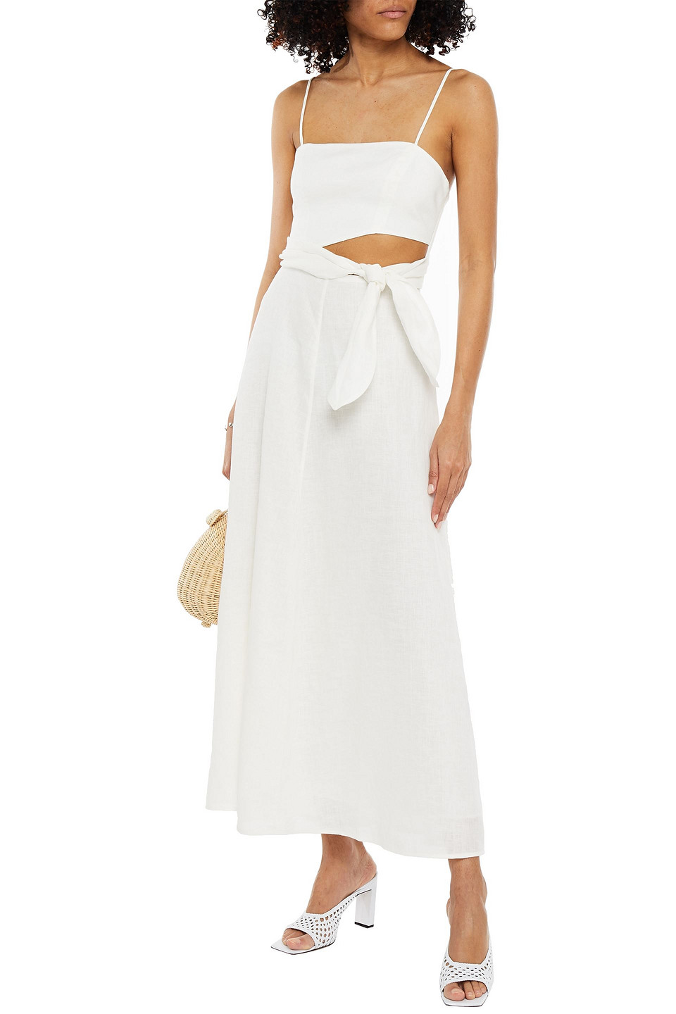 Zimmermann Amelie Knotted Cutout Linen Maxi Dress In Ivory ModeSens