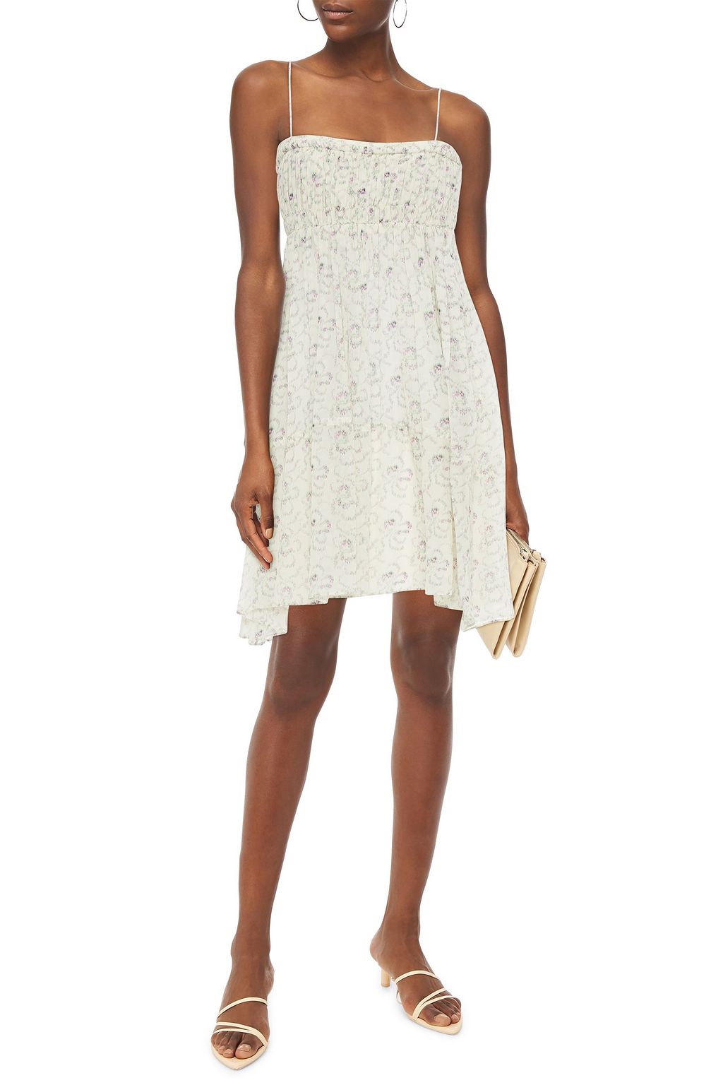 CHLOÉ Gathered printed silk-chiffon mini dress