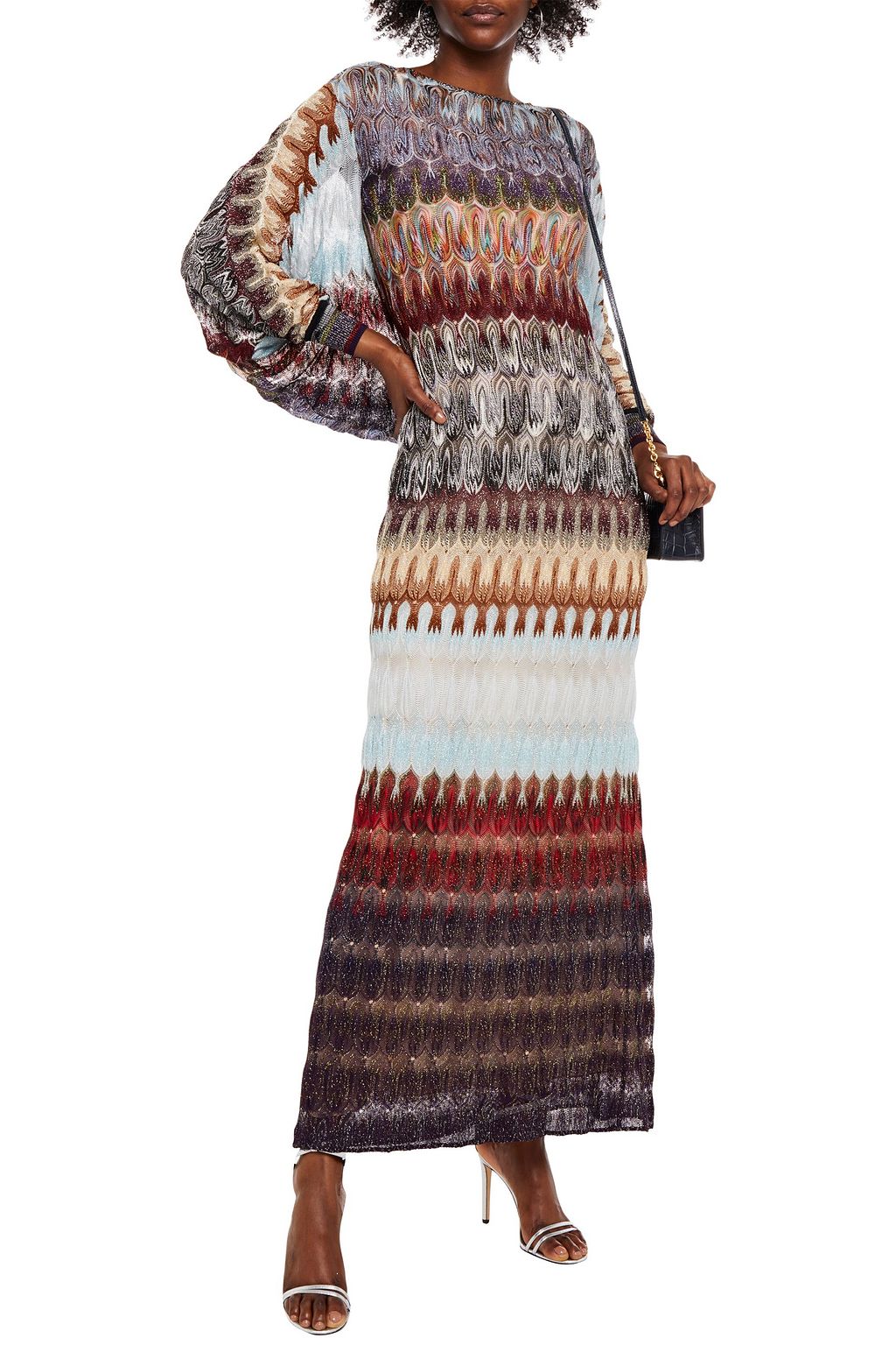 MISSONI Metallic crochet-knit maxi dress