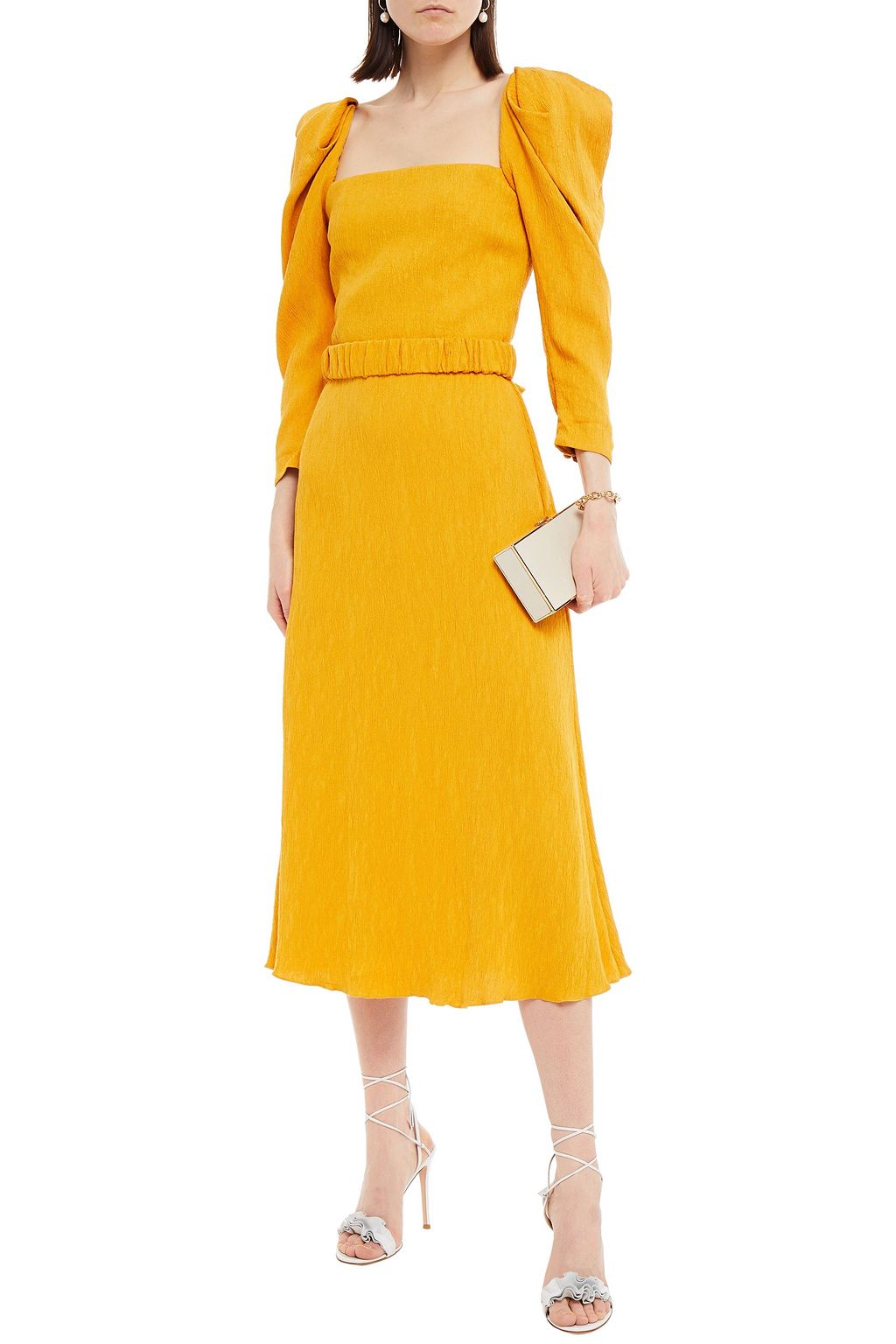 JOHANNA ORTIZ Lotus And Beetle belted textured woven midi dress