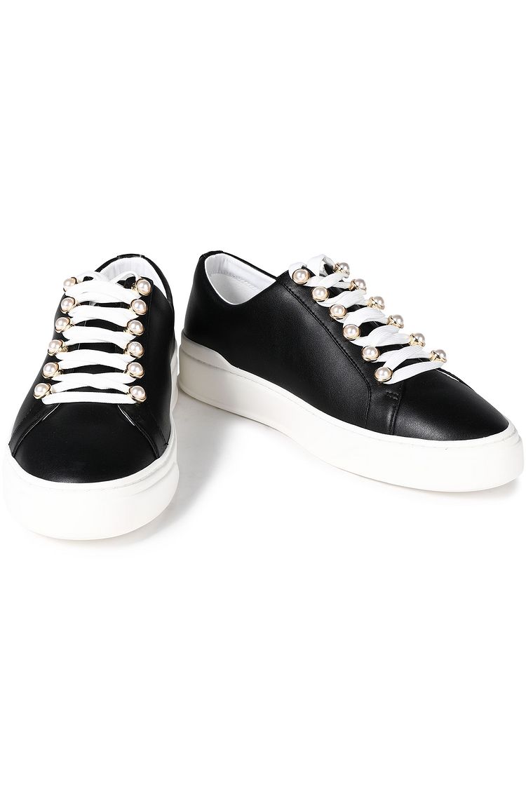 stuart weitzman excelsa leather embellished sneaker