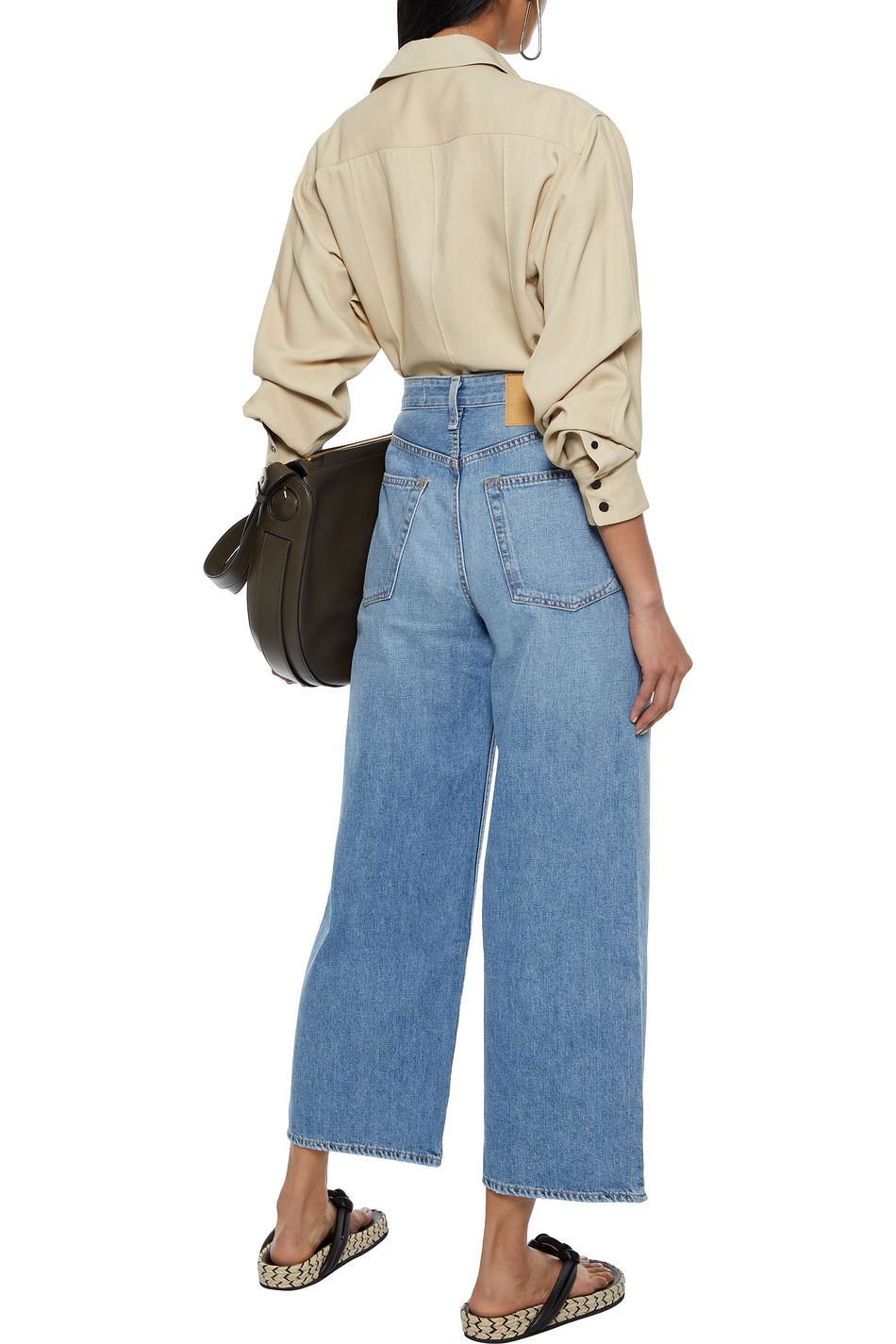 Mid denim Maya cropped highrise wideleg jeans Sale up