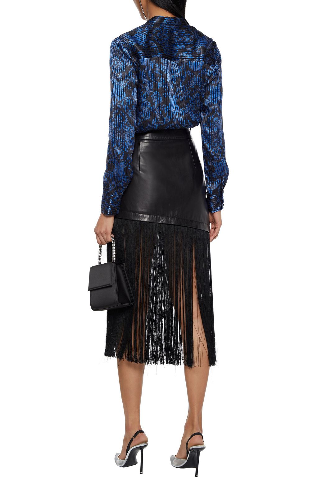 ALICE + OLIVIA Amos floral-print burnout satin shirt