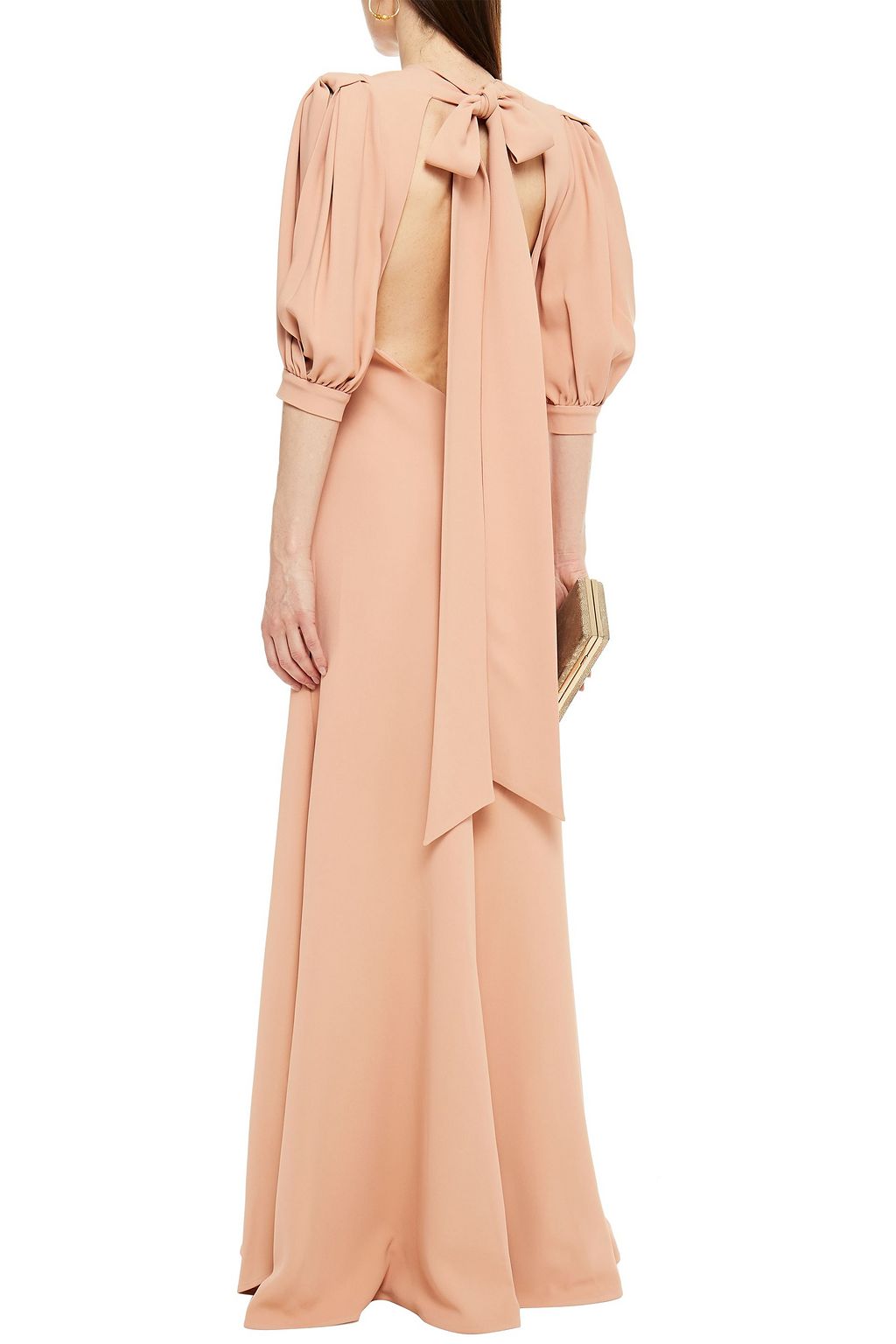 ELIE SAAB Open-back bow-detailed crepe gown
