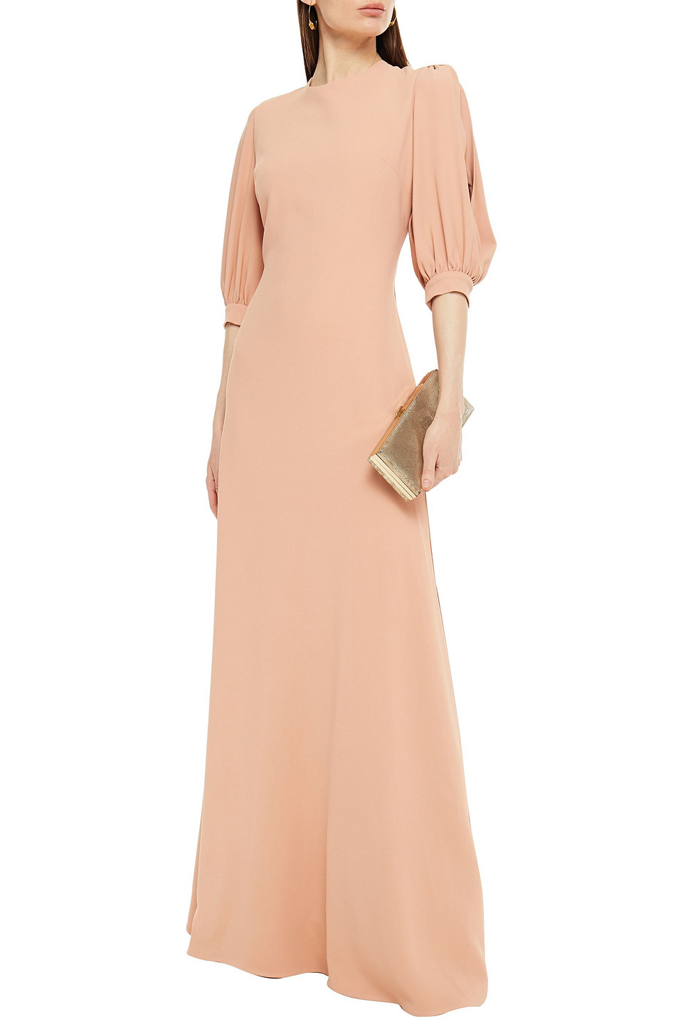 Elie Saab Open-back Bow-detailed Crepe Gown In Blush