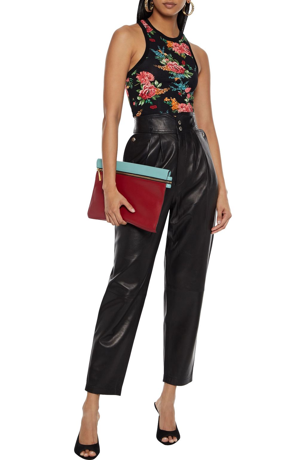 ALICE + OLIVIA Melva cropped floral-print stretch-jersey tank