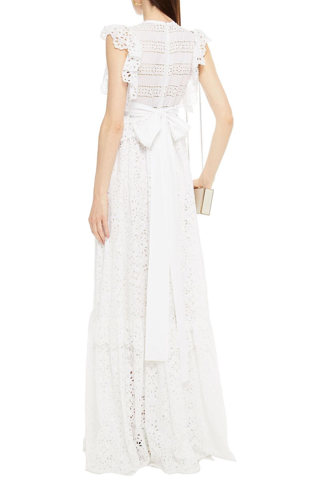ELIE SAAB Ruffled broderie anglaise cotton-blend maxi dress