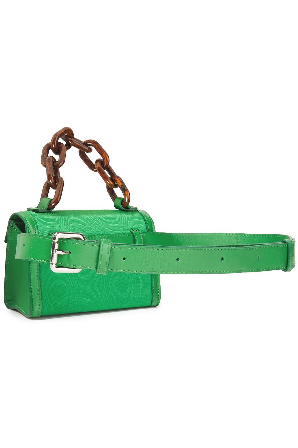 GANNI Leather-trimmed moire belt bag