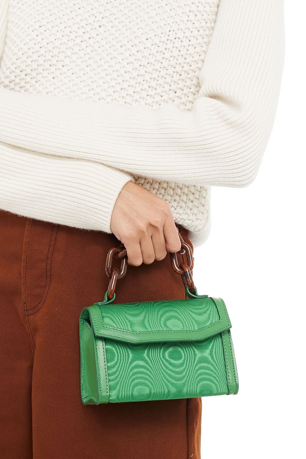 GANNI Leather-trimmed moire belt bag