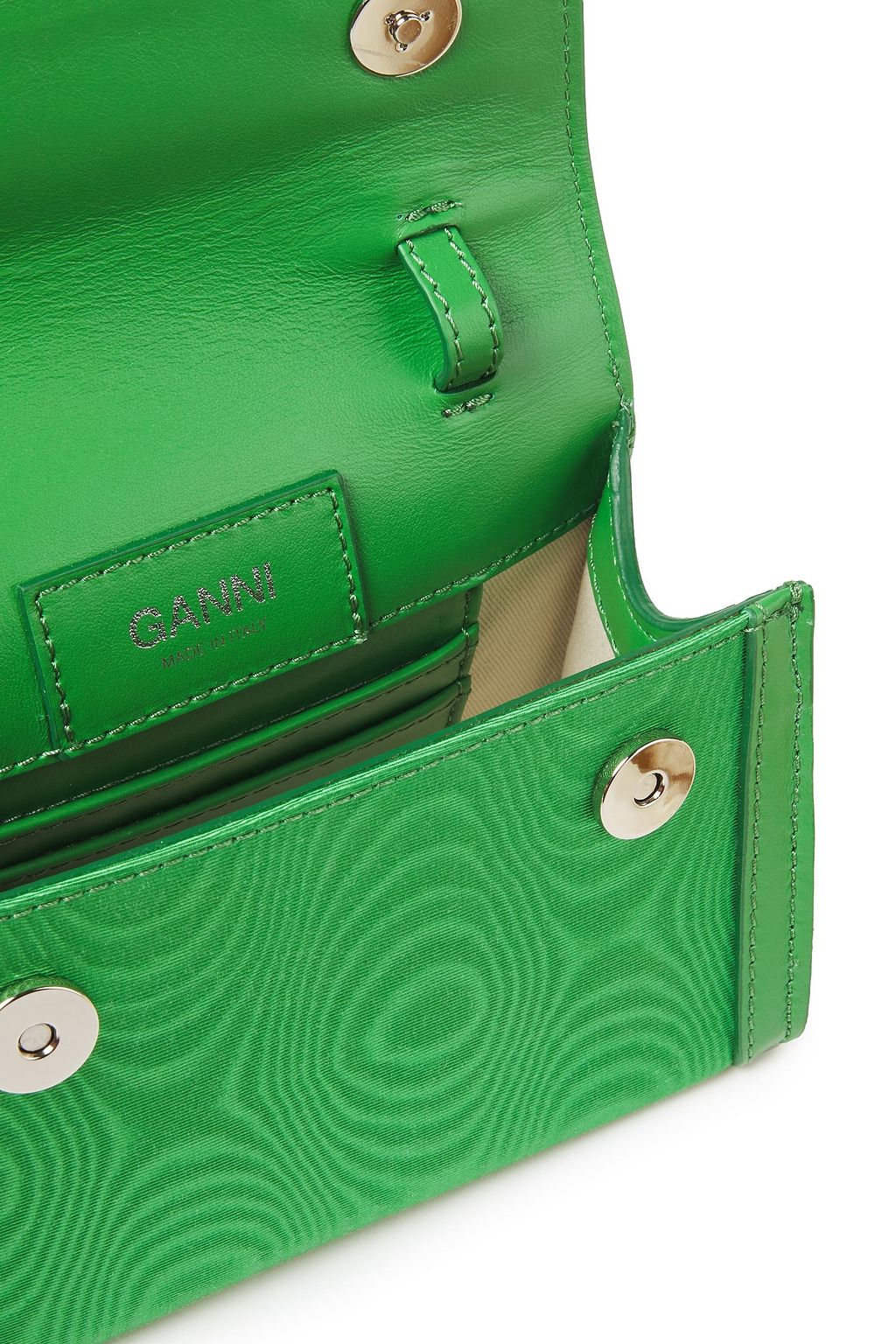 GANNI Leather-trimmed moire belt bag