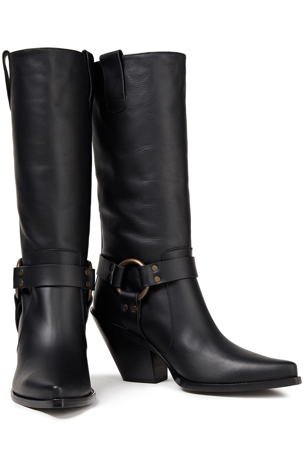 REDEMPTION Ring-embellished leather boots