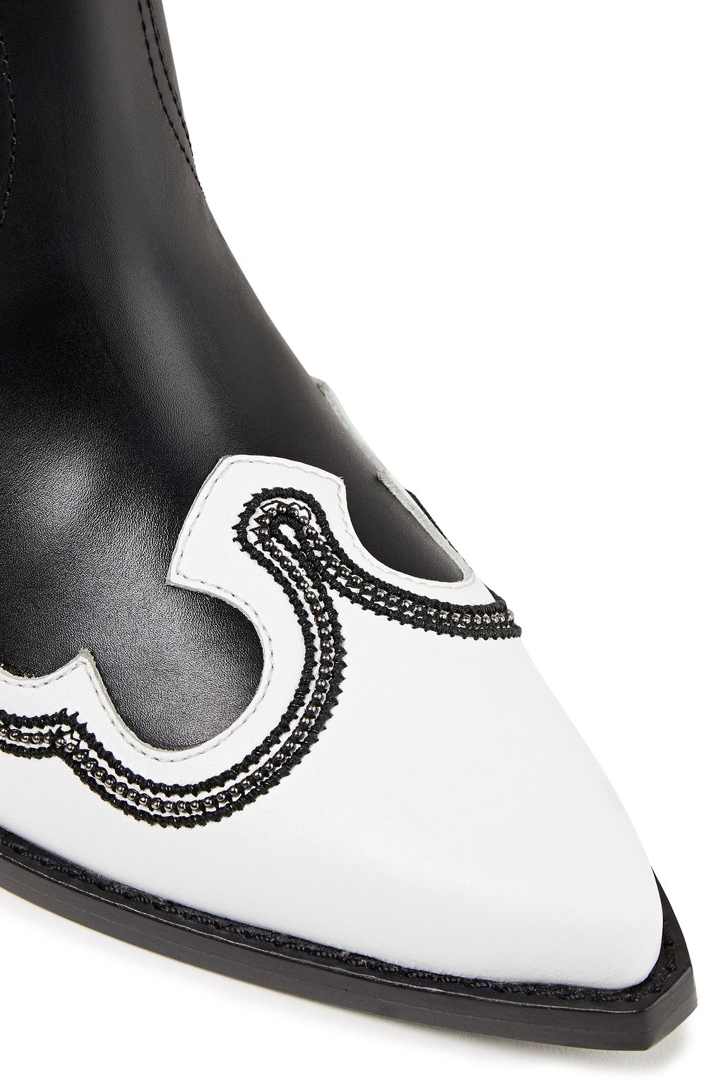 REDEMPTION Bead-embellished two-tone leather knee boots