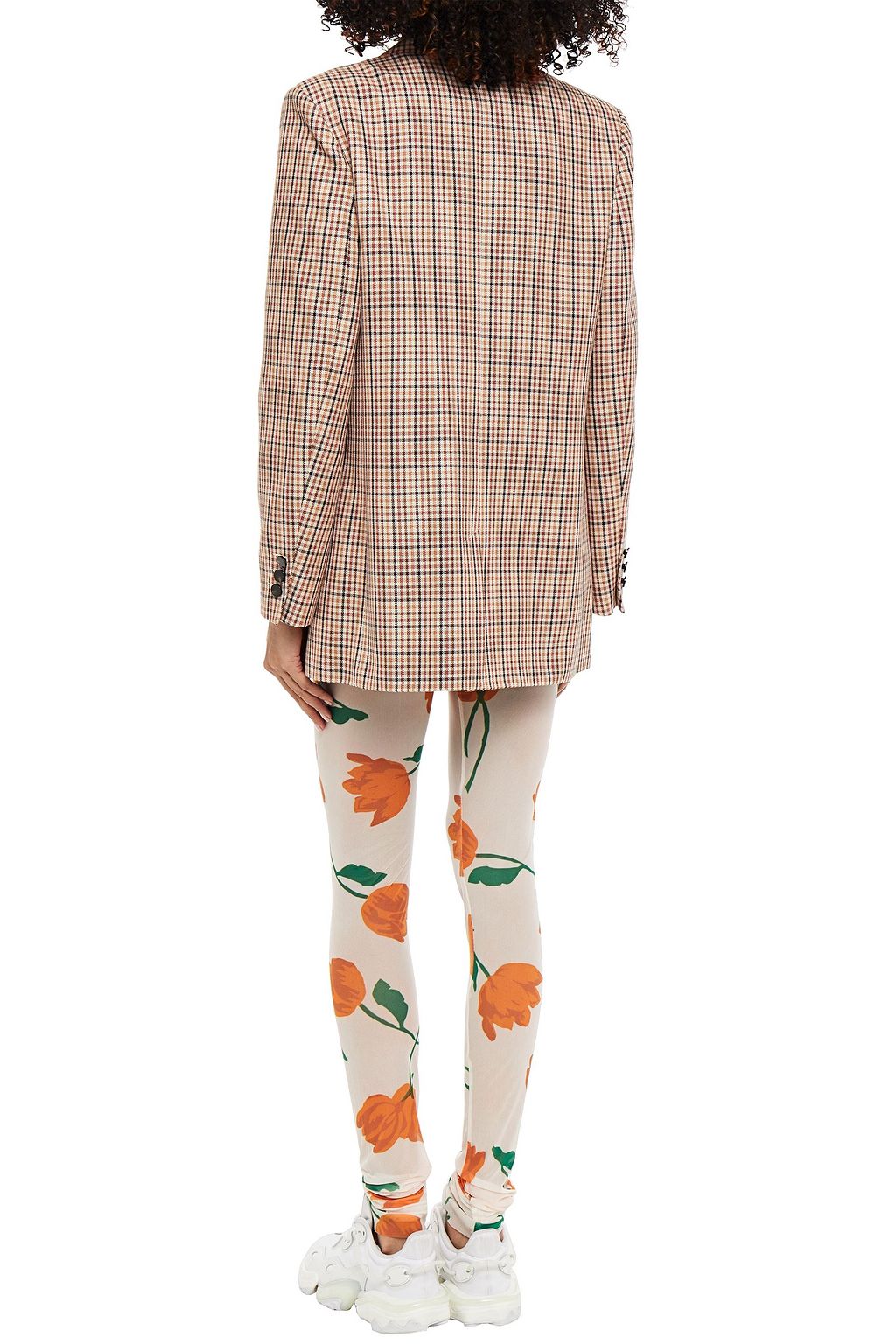 GANNI Floral-print stretch-mesh leggings