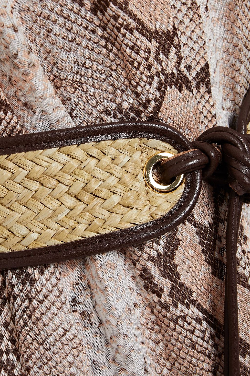 ZIMMERMANN Belted snake-print ramie-gauze midi dress