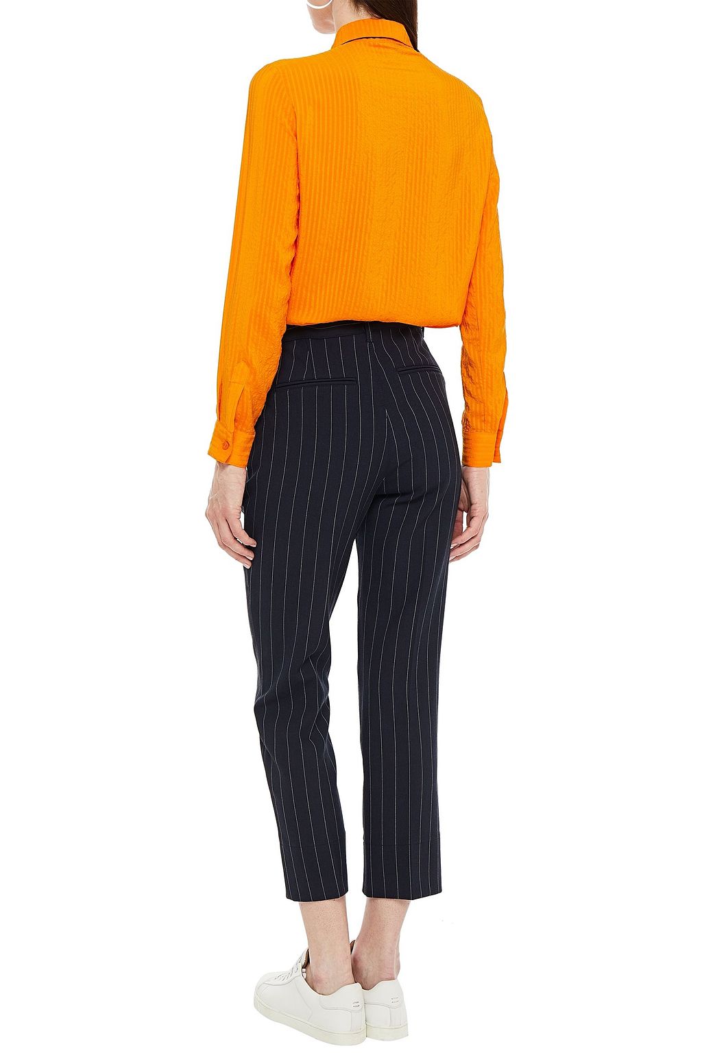 GANNI Striped silk and cotton-blend jacquard shirt