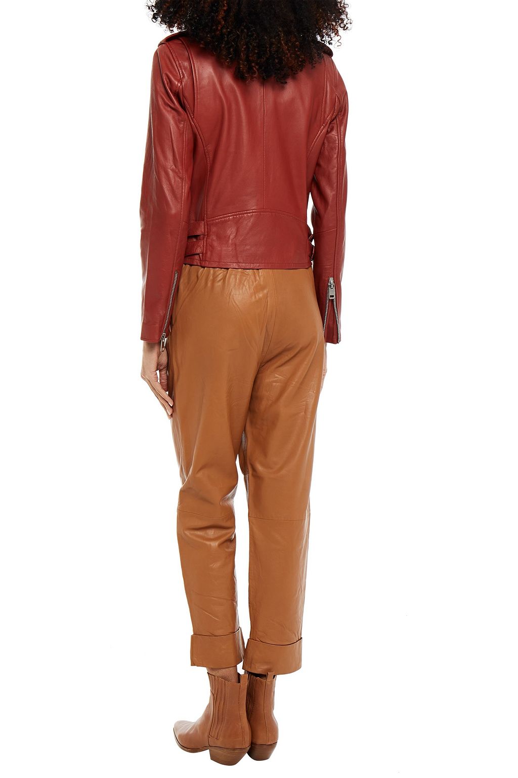 WALTER BAKER Zoey cropped belted leather straight-leg pants