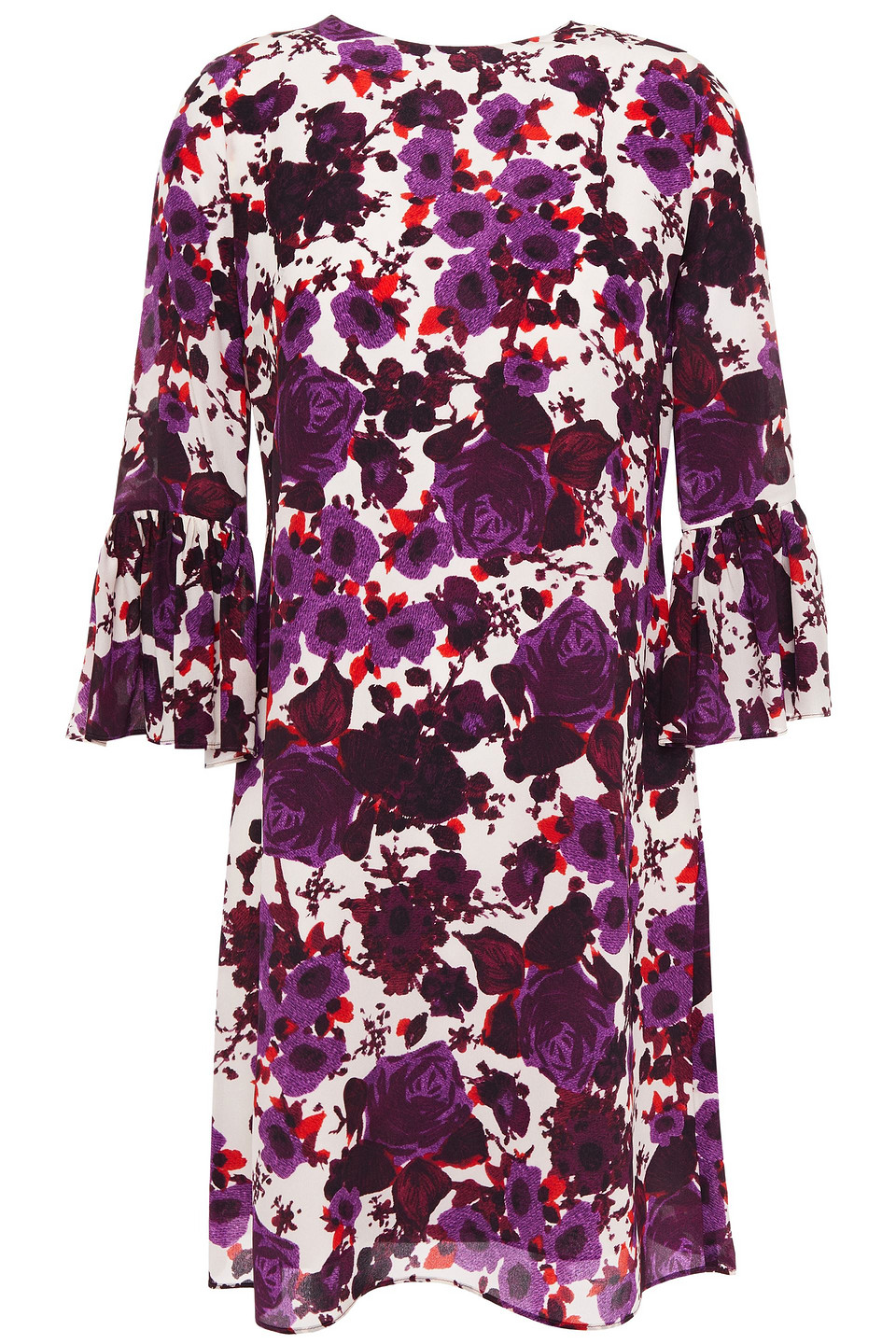 Erdem Woman Elijah Fluted Floral-print Silk Crepe De Chine Mini Dress Ivory Size 12