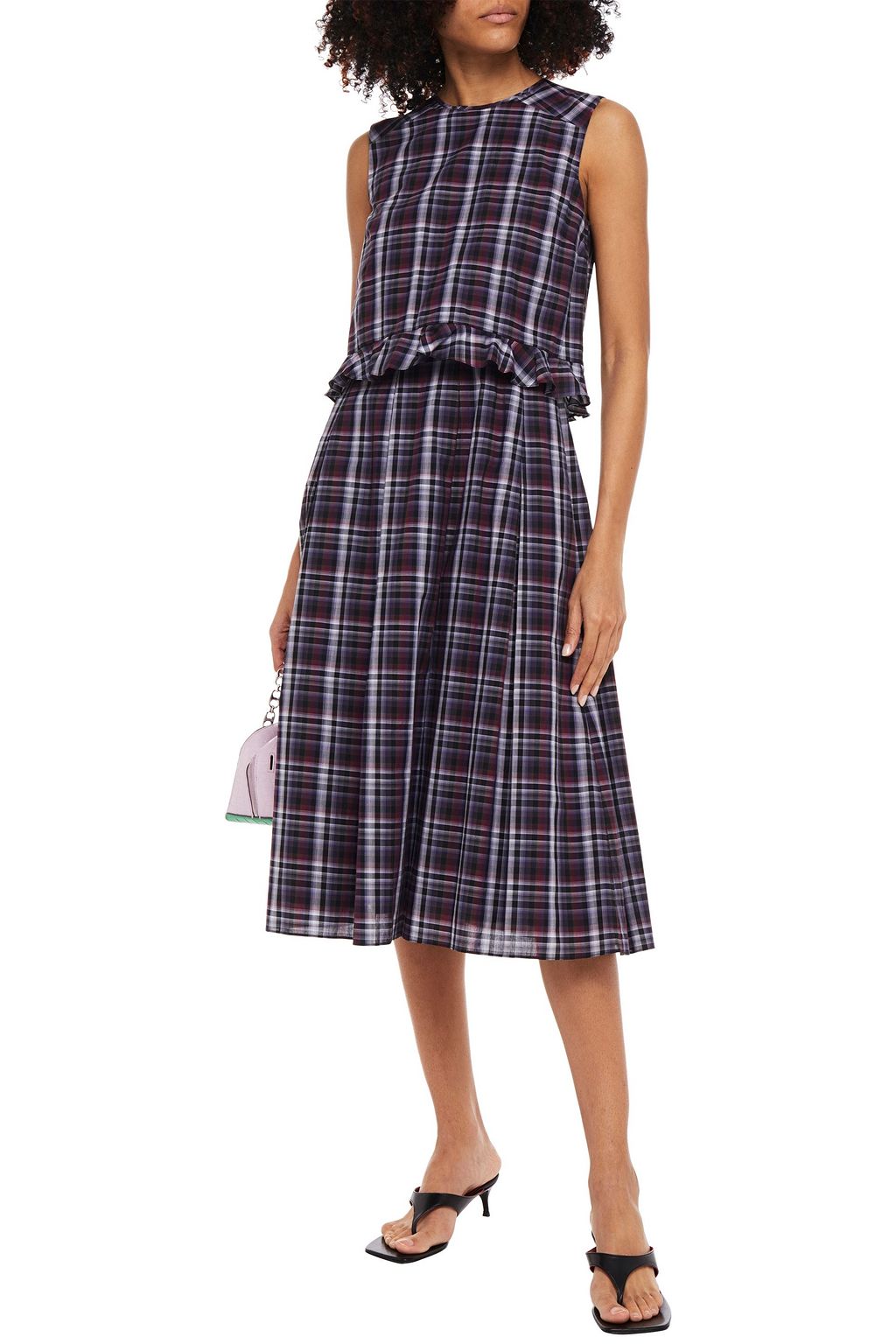 ERDEM Muriel ruffle-trimmed checked cotton-voile midi dress