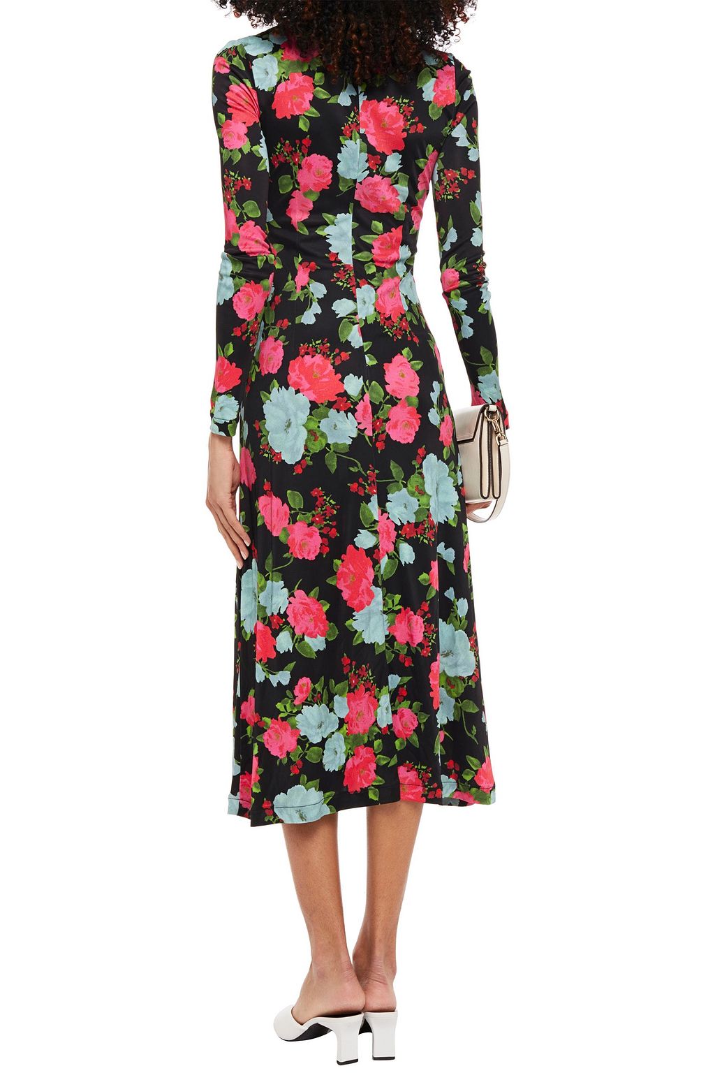ERDEM Nolene gathered floral-print stretch-jersey midi dress