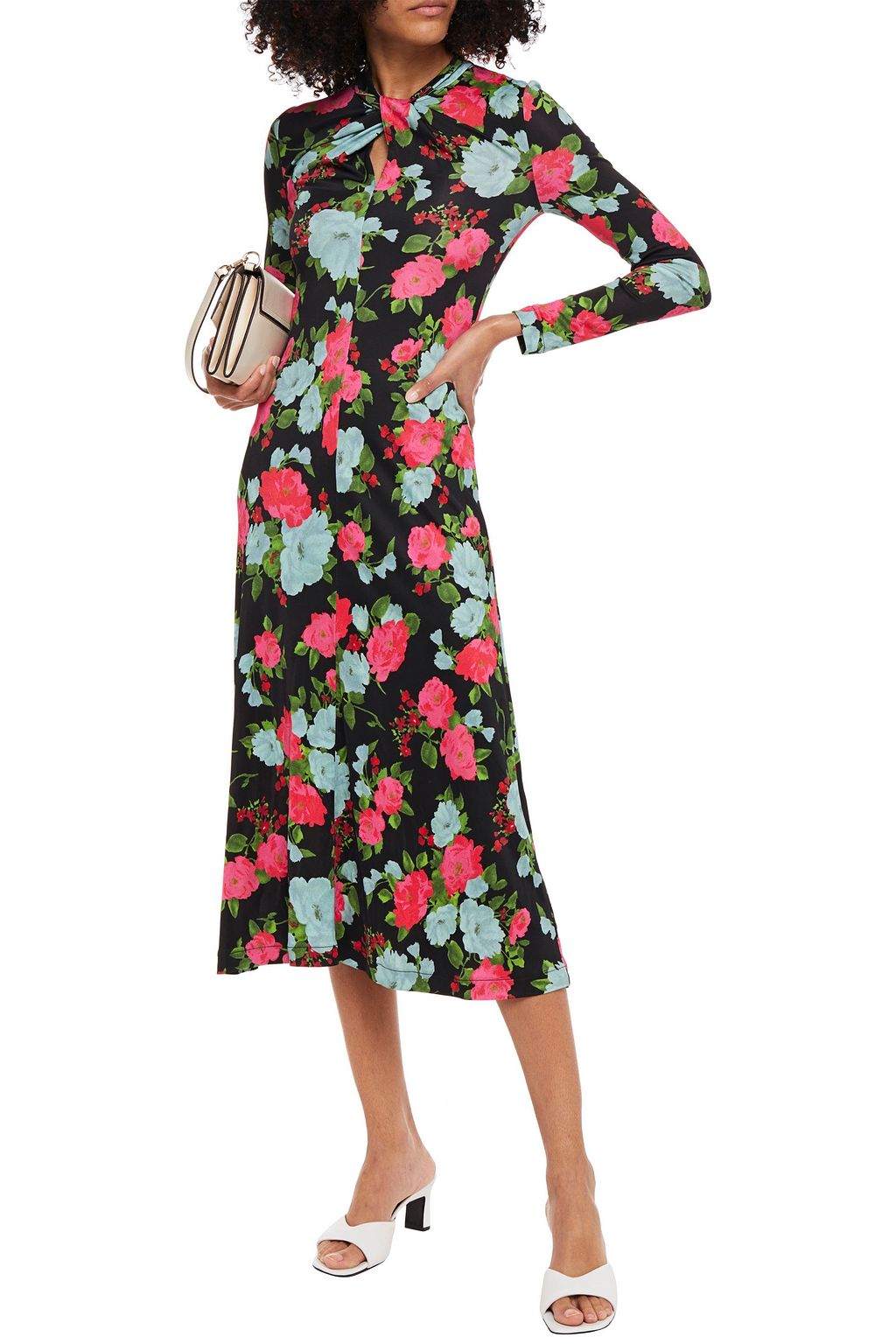 ERDEM Nolene gathered floral-print stretch-jersey midi dress