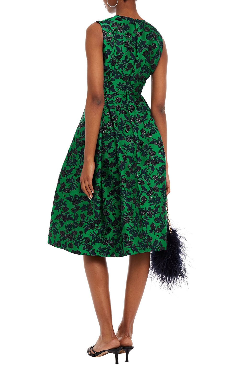 ERDEM Indra pleated floral-brocade midi dress