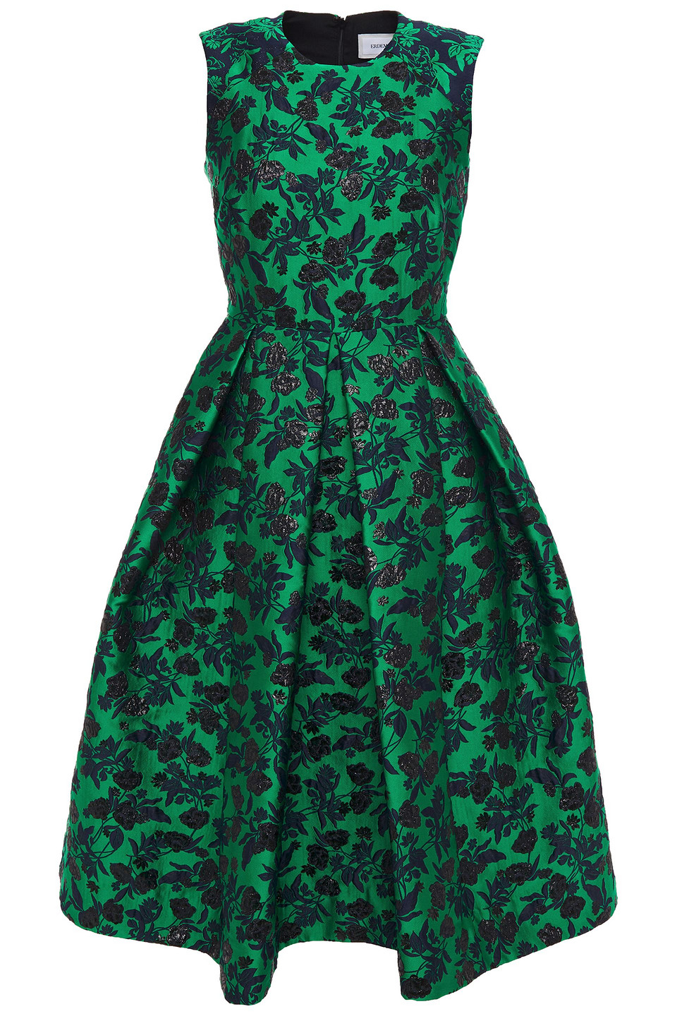 Erdem Woman Indra Pleated Metallic Floral-jacquard Midi Dress Green Size 10