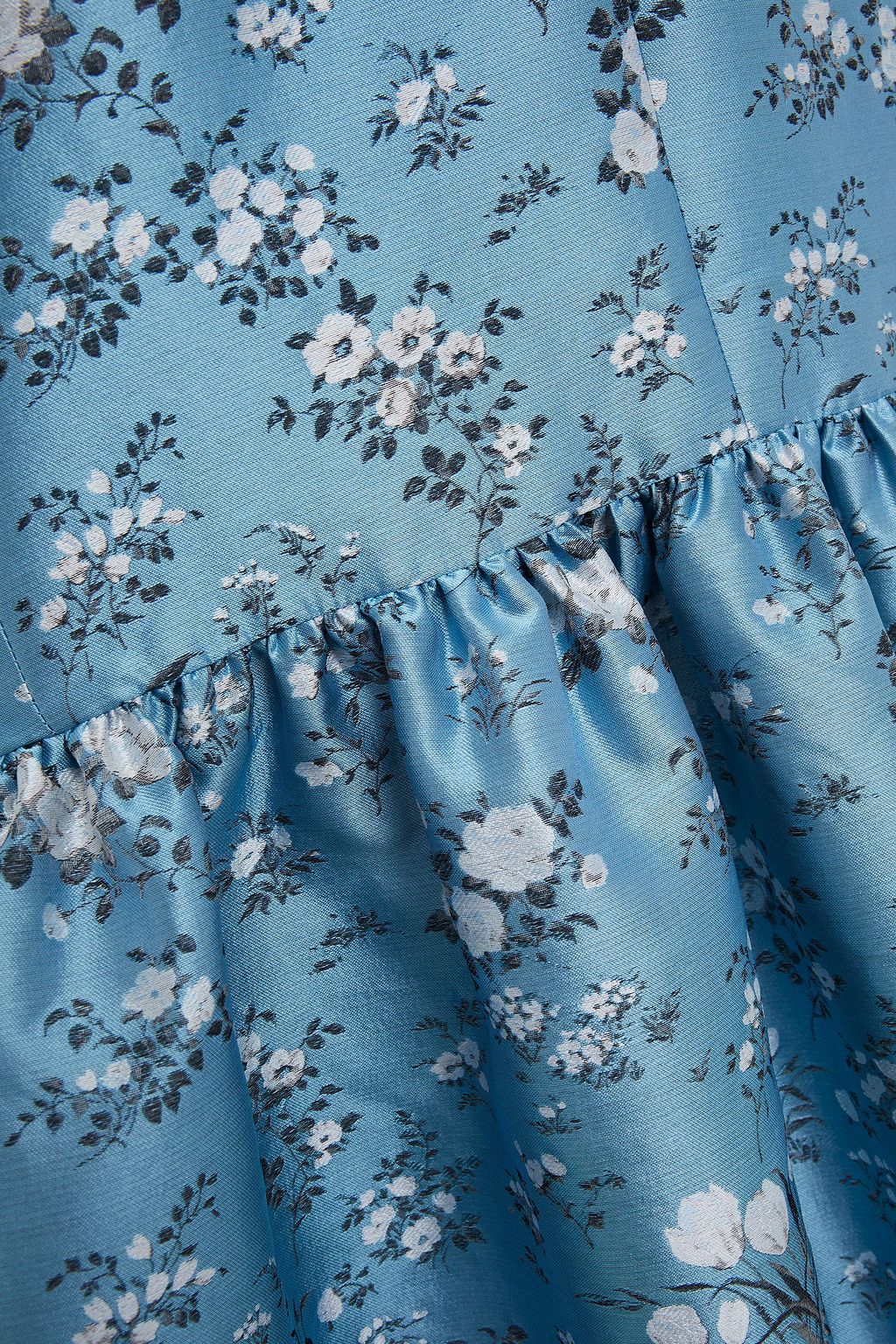 ERDEM Libbie fluted floral-print satin-jacquard midi dress