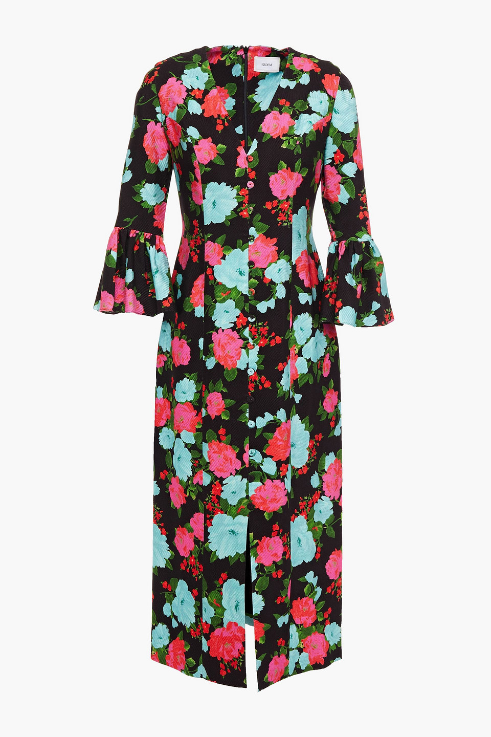Erdem Woman Ninetta Floral-print Twill Midi Dress Black Size 8
