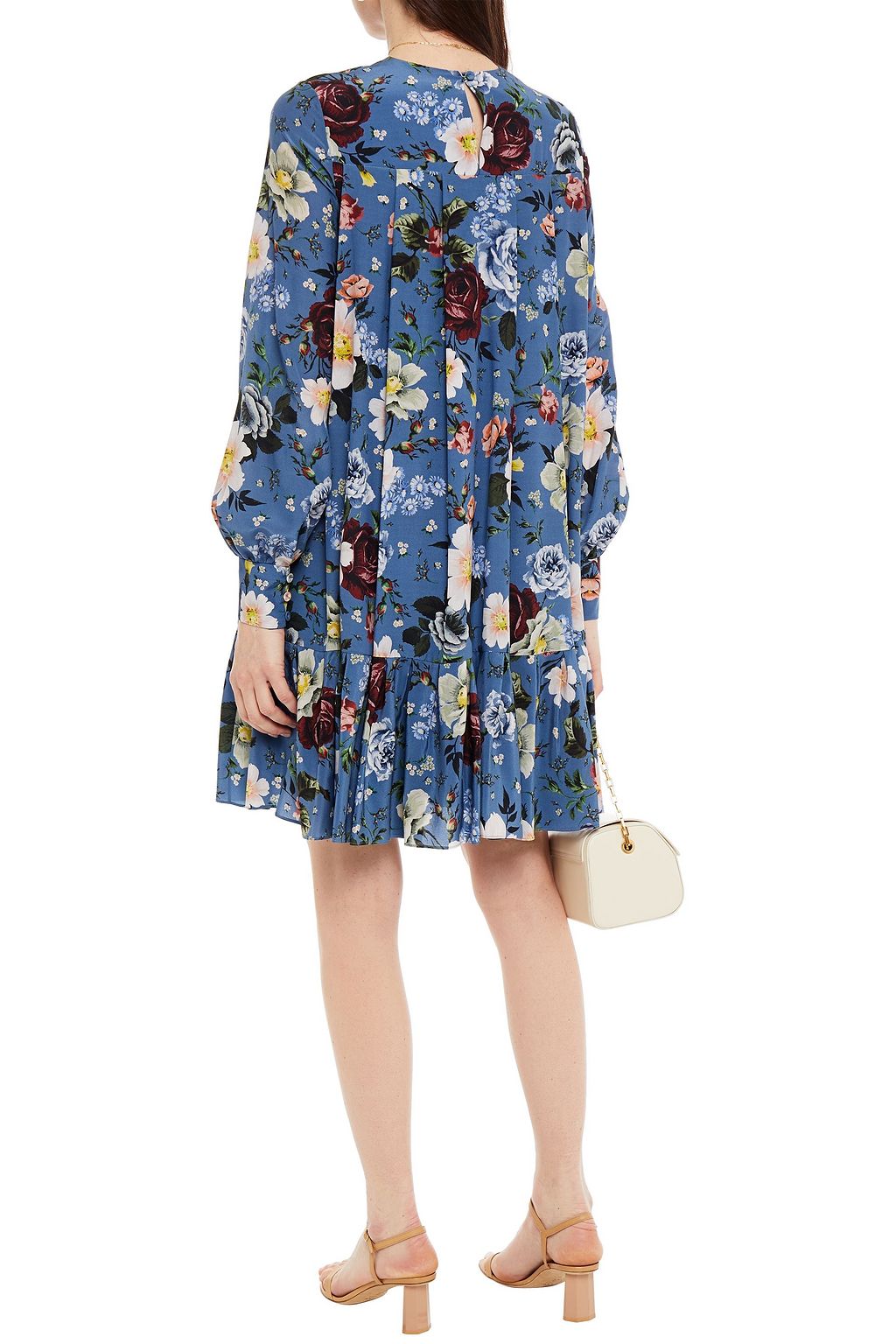 ERDEM Christy pleated floral-print silk crepe de chine mini dress