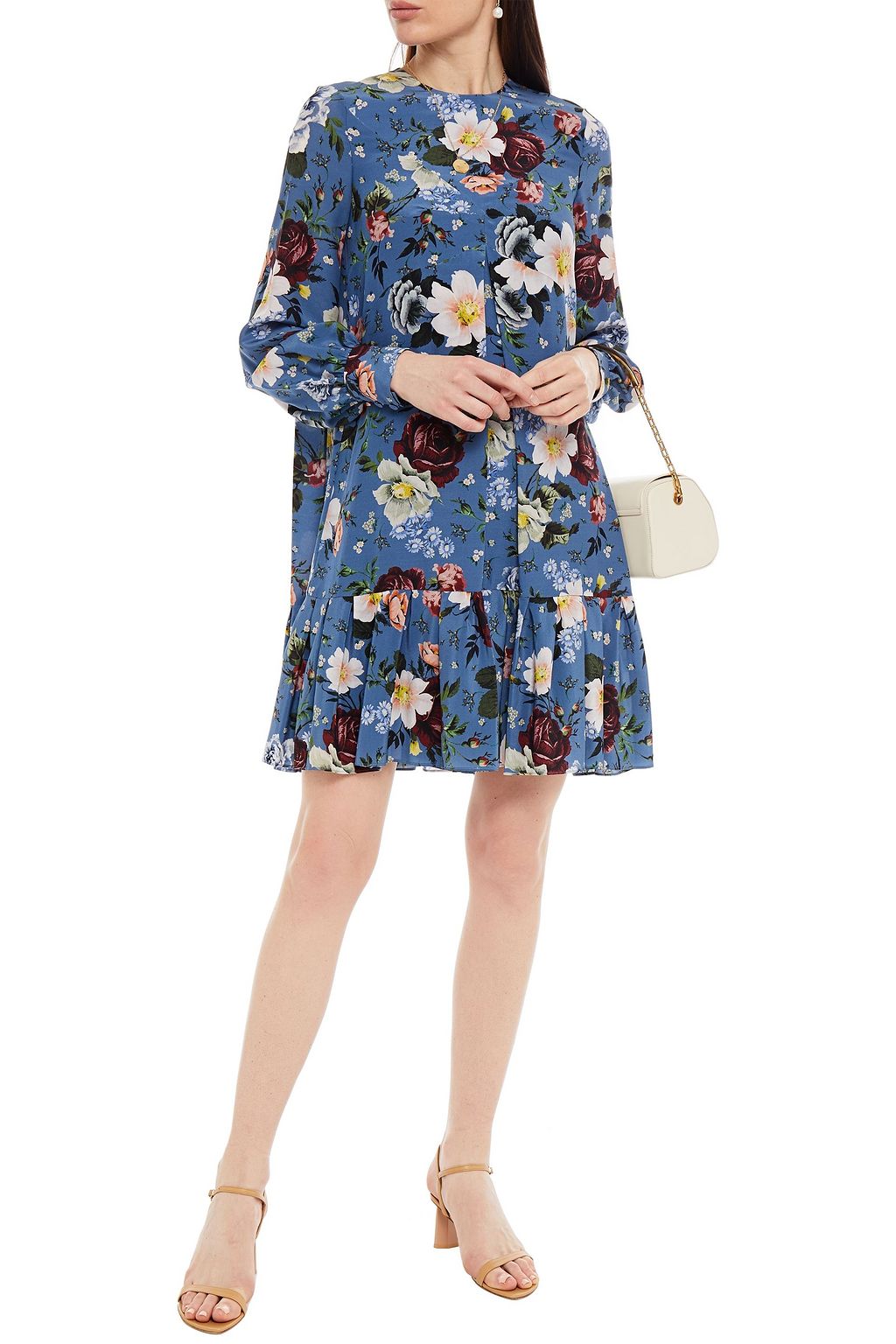 ERDEM Christy pleated floral-print silk crepe de chine mini dress