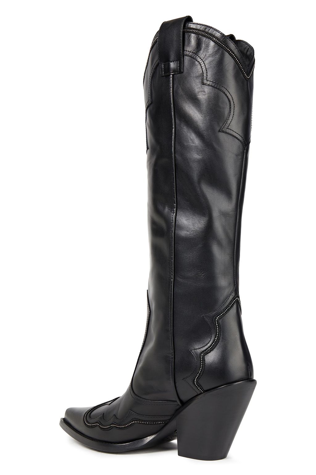 REDEMPTION Bead-embellished leather knee boots