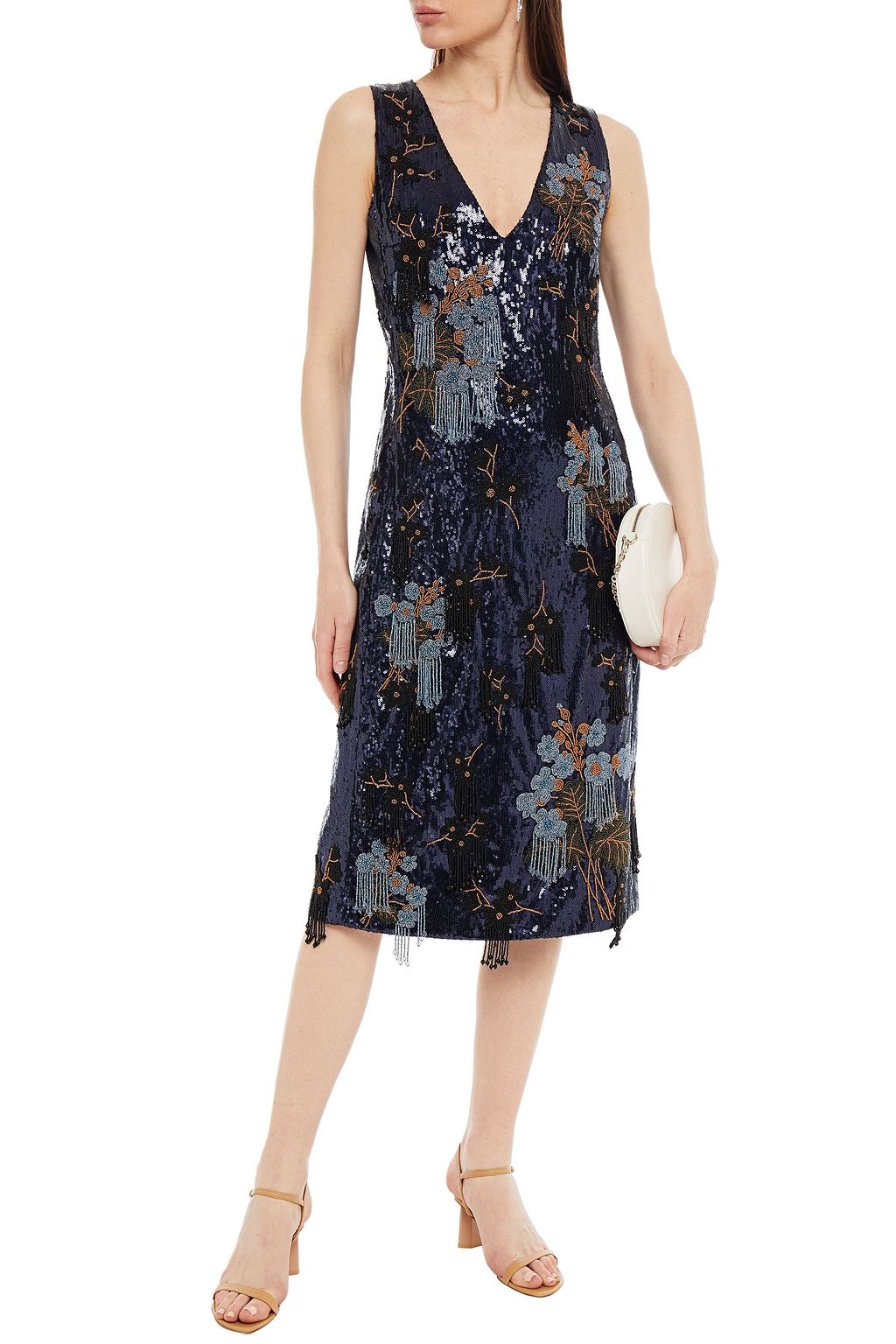 ERDEM Dusty embellished tulle midi dress