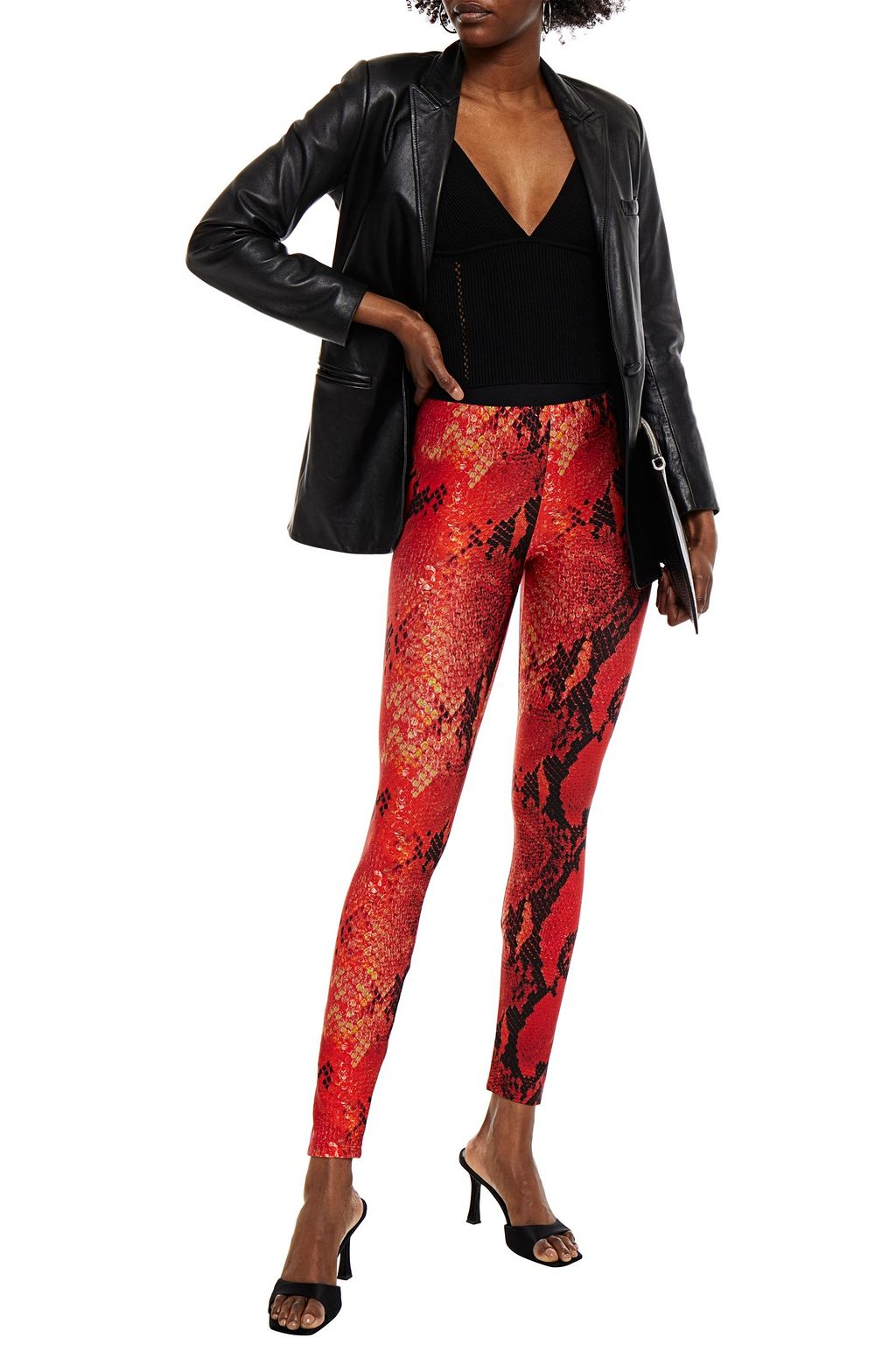 MSGM Snake-print stretch-jersey leggings