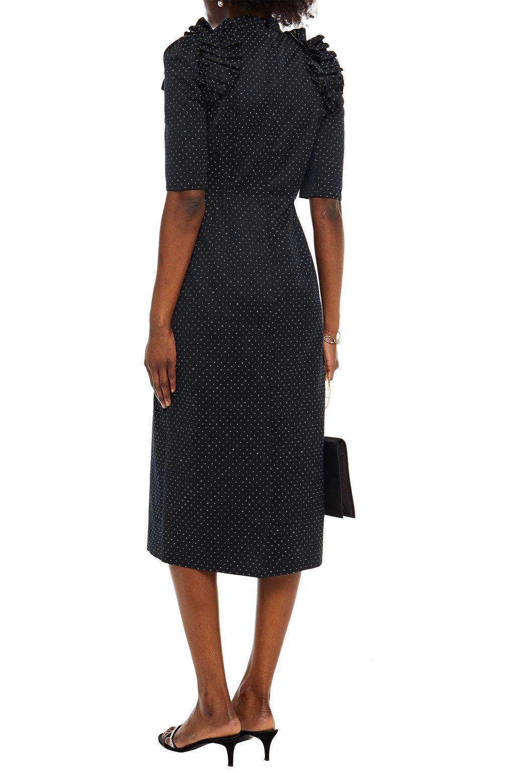 ERDEM Margaretta ruffled Swiss-dot cotton-blend ottoman midi dress