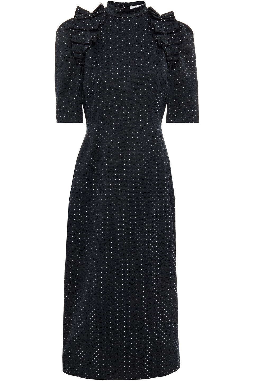 Erdem Woman Margaretta Ruffled Swiss-dot Cotton-blend Ottoman Midi Dress Black Size 12