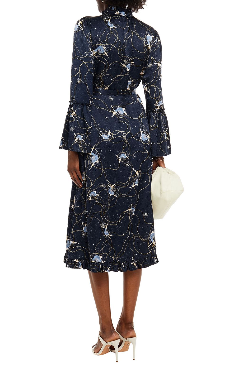 ERDEM Siren belted ruffled printed silk-satin midi dress