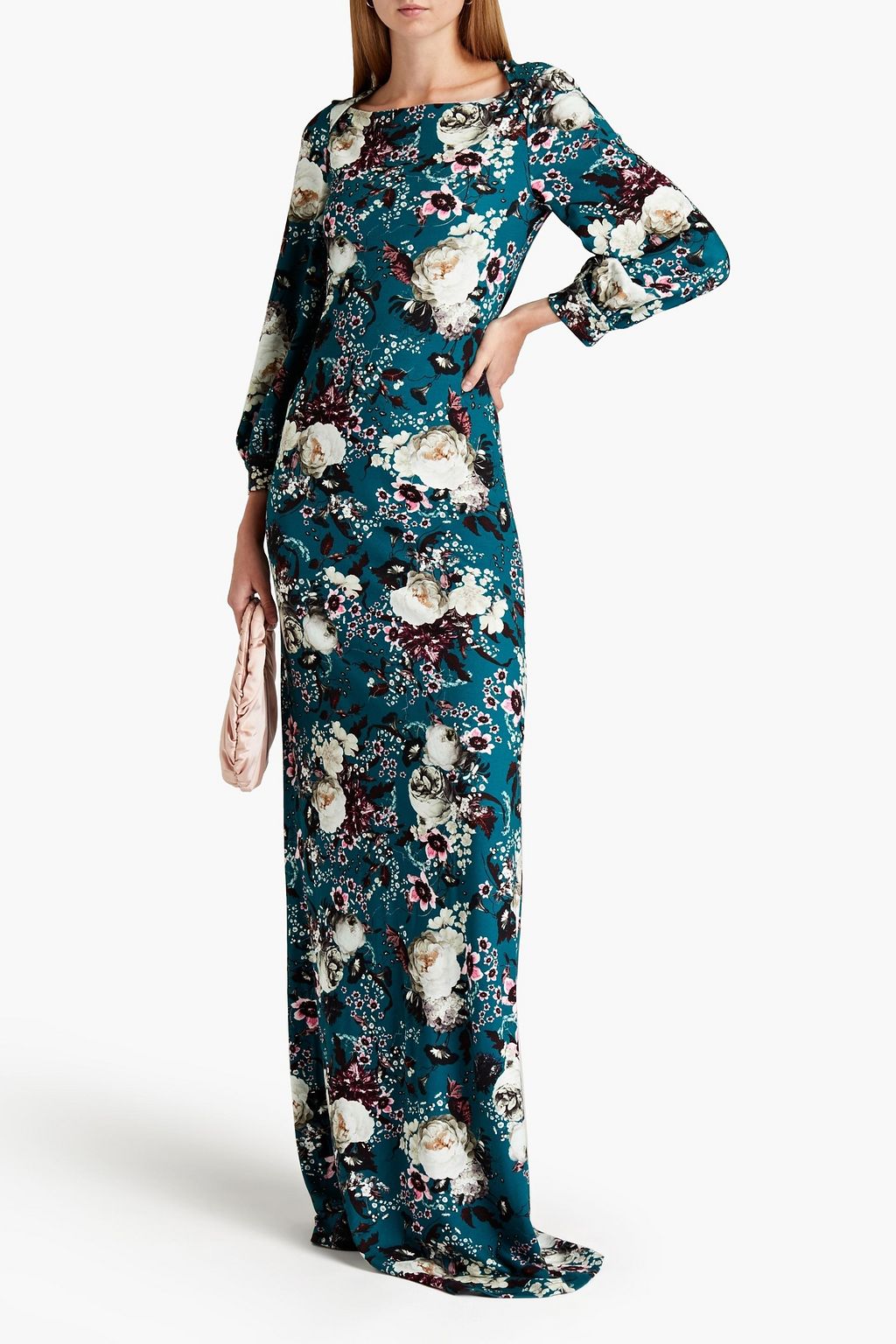 ERDEM Etheline cutout floral-print ponte maxi dress