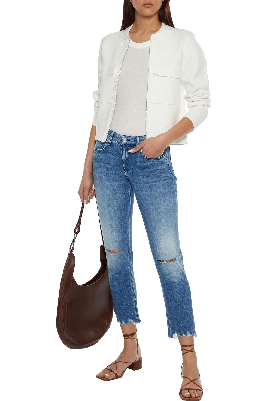 RAG & BONE Dre cropped distressed slim boyfriend jeans