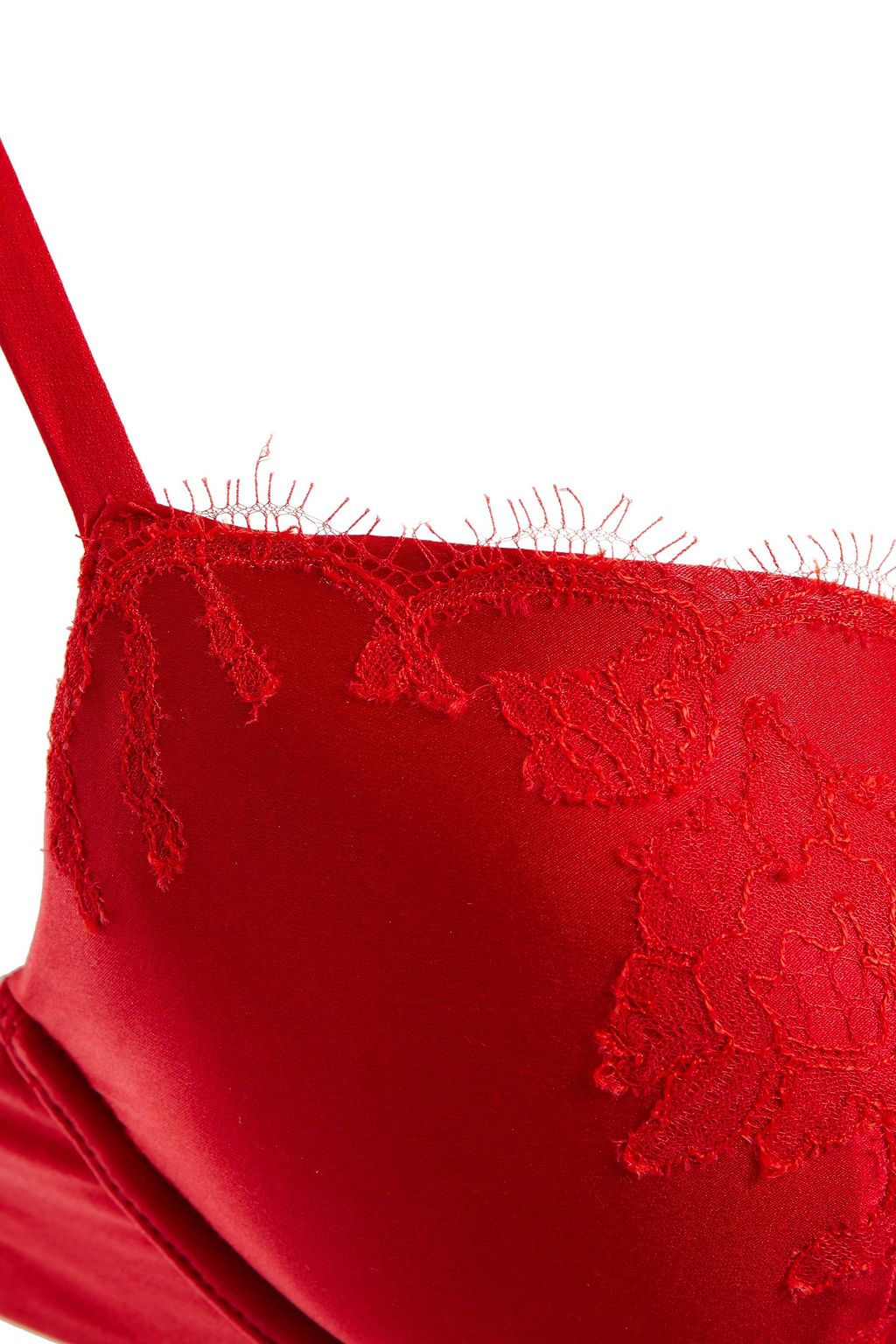 CARINE GILSON Chantilly lace-trimmed silk-satin push-up bra