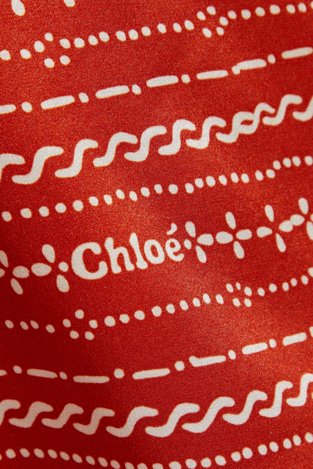 CHLOÉ Tie-neck printed silk-satin top